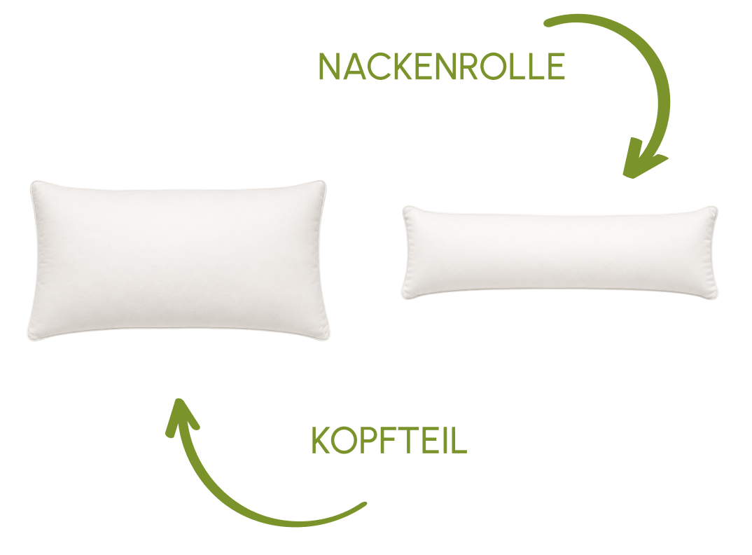 Nackenrolle und Kopfteil Detailansicht